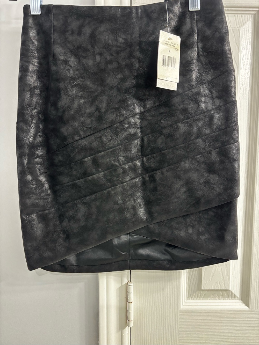 Faux Leather Black Asymmetric Mini Skirt - Unbranded